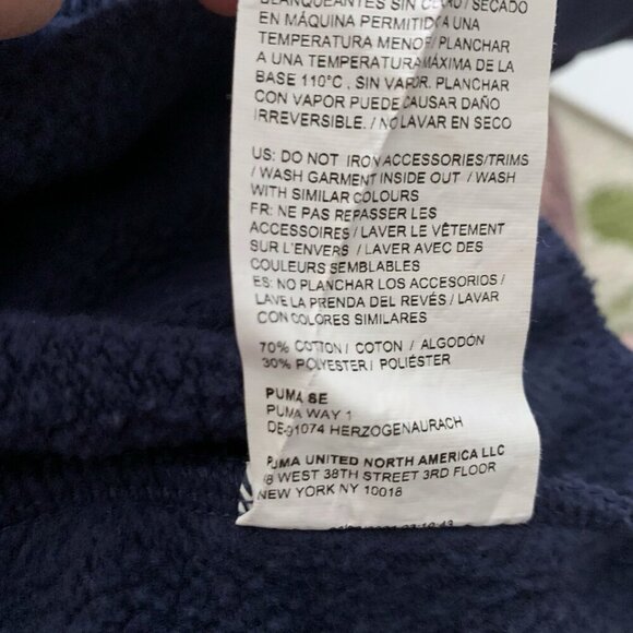 Puma Girl Navy Fleece Hoodie Sweatshirt 5T 6 years XS - Picture 7 of 7